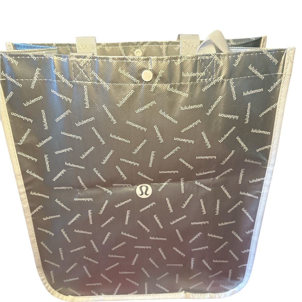 Lululemon Large Reusable Tote Bag Set of 2 Green and Silver - Picture 2 of 8